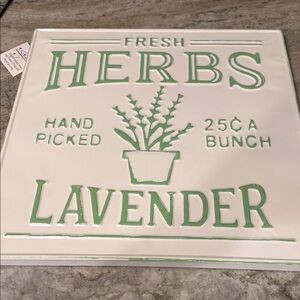 Fresh Herbs Lavender Decorative Wall Plaque - White & Mint Green